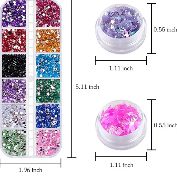 6 Boxes Nail Rhinestones & 40 Pots Nail Foils Flakes Nail Art 💅🏾 - Picture 2 of 7